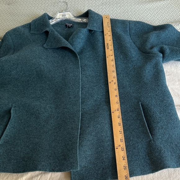 Eileen Fisher Woman’s Felted Wool Teal Jacket Blazer large open front - Picture 6 of 14